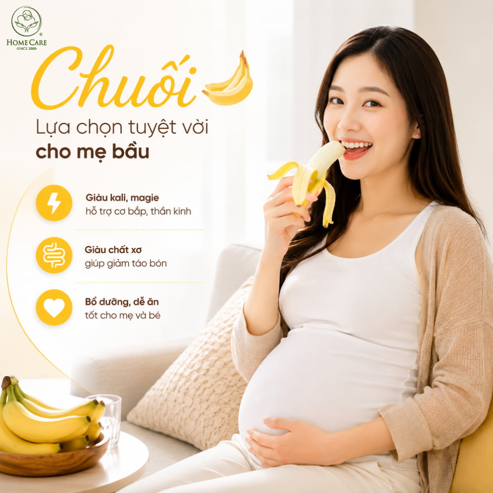 Chuối là trái cây tốt cho bà bầu 3 tháng cuối 