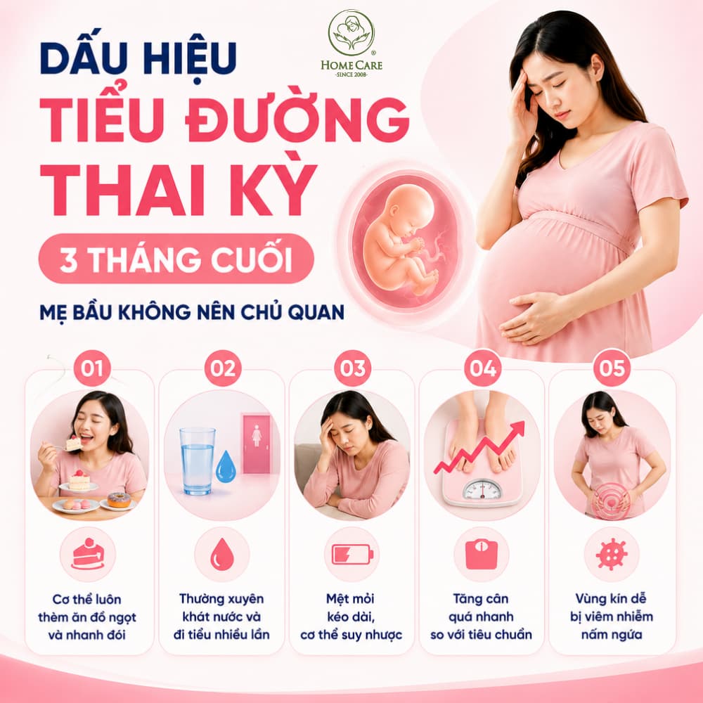 Dấu hiệu tiểu đường thai kỳ 3 tháng cuối