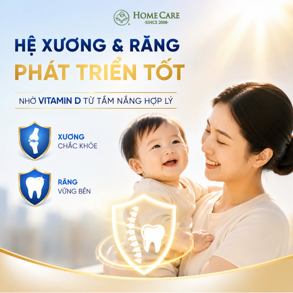 Tắm nắng giúp hệ xương và răng phát triển tốt