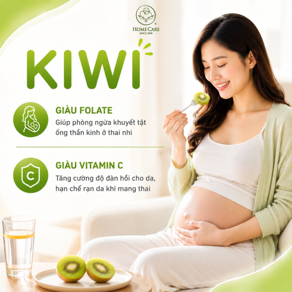 Kiwi là trái cây tốt cho bà bầu 3 tháng cuối 