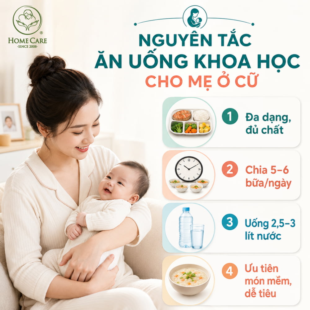 Nguyên tắc ăn uống khoa học cho mẹ bỉm ở cữ