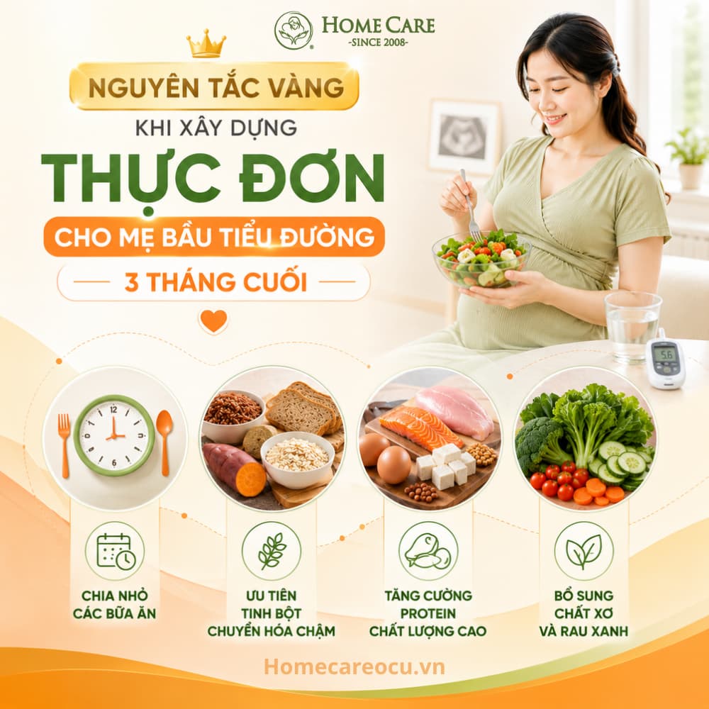Nguyên tắc xây dựng thực đơn cho mẹ bầu tiểu đường 3 tháng cuối