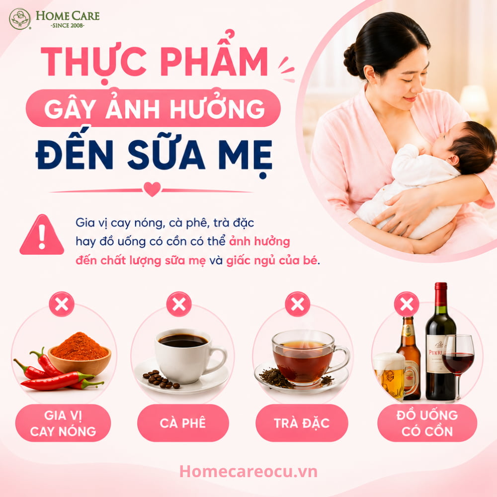 Thực phẩm gây ảnh hưởng đến sữa mẹ