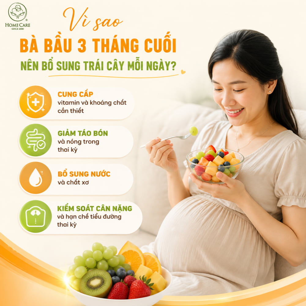 Vì sao bà bầu 3 tháng cuối nên bổ sung trái cây mỗi ngày?