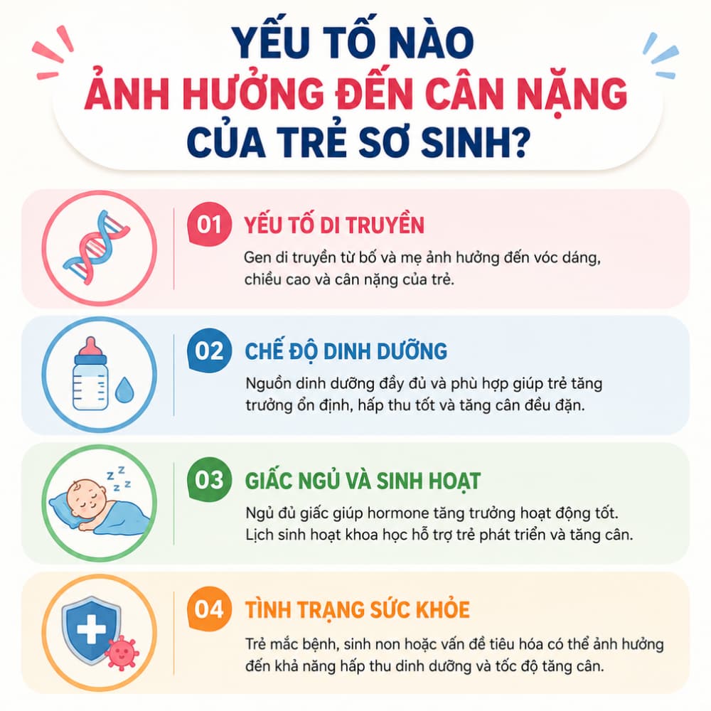 Yếu tố nào ảnh hưởng đến cân nặng của trẻ sơ sinh?