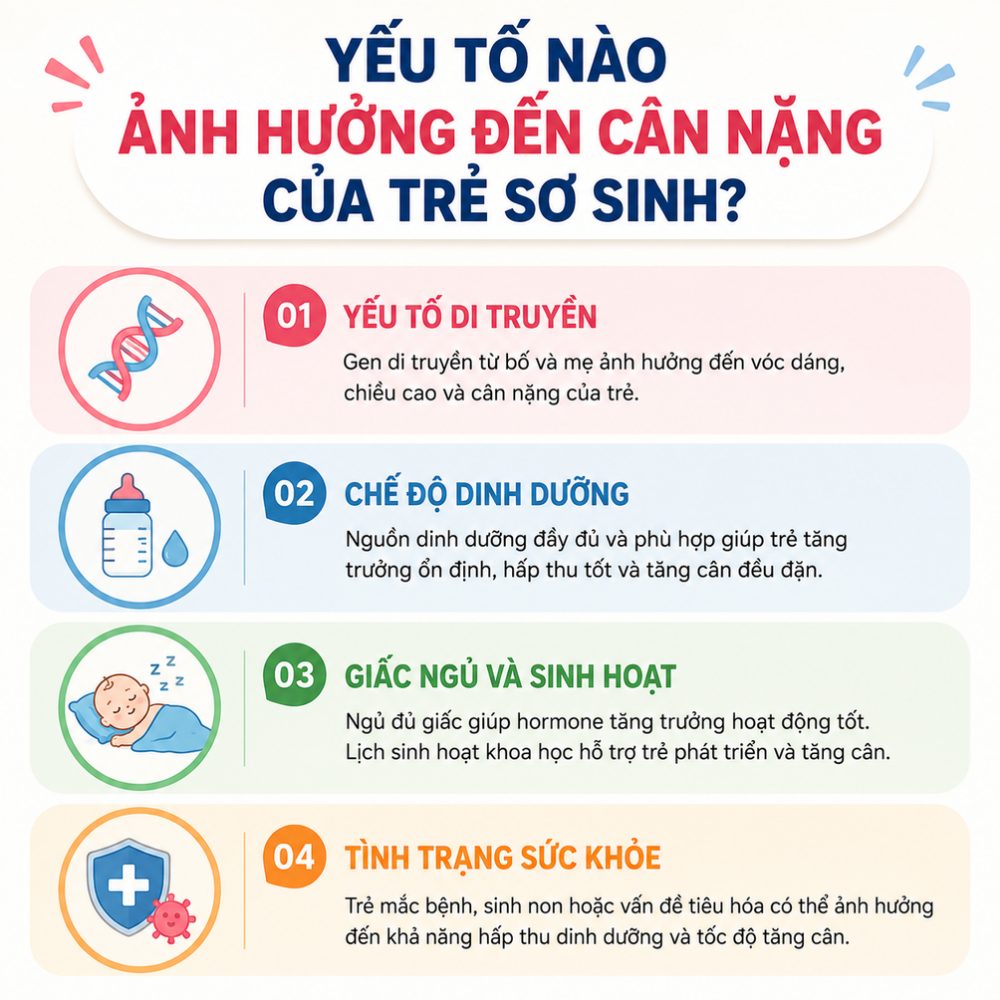 Yếu tố ảnh hưởng đến sự phát triển thể chất của trẻ sơ sinh