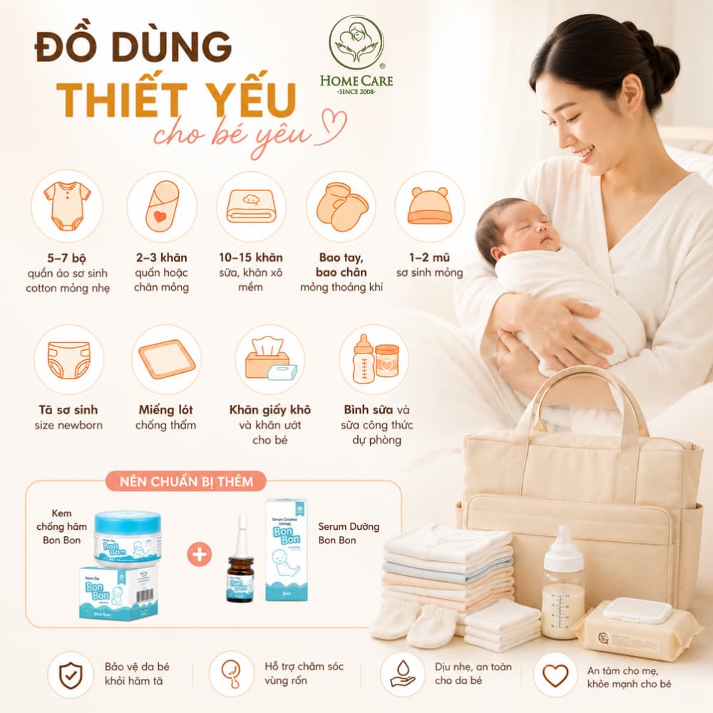 Danh sách đồ dùng đi sinh thiết yếu cho bé yêu