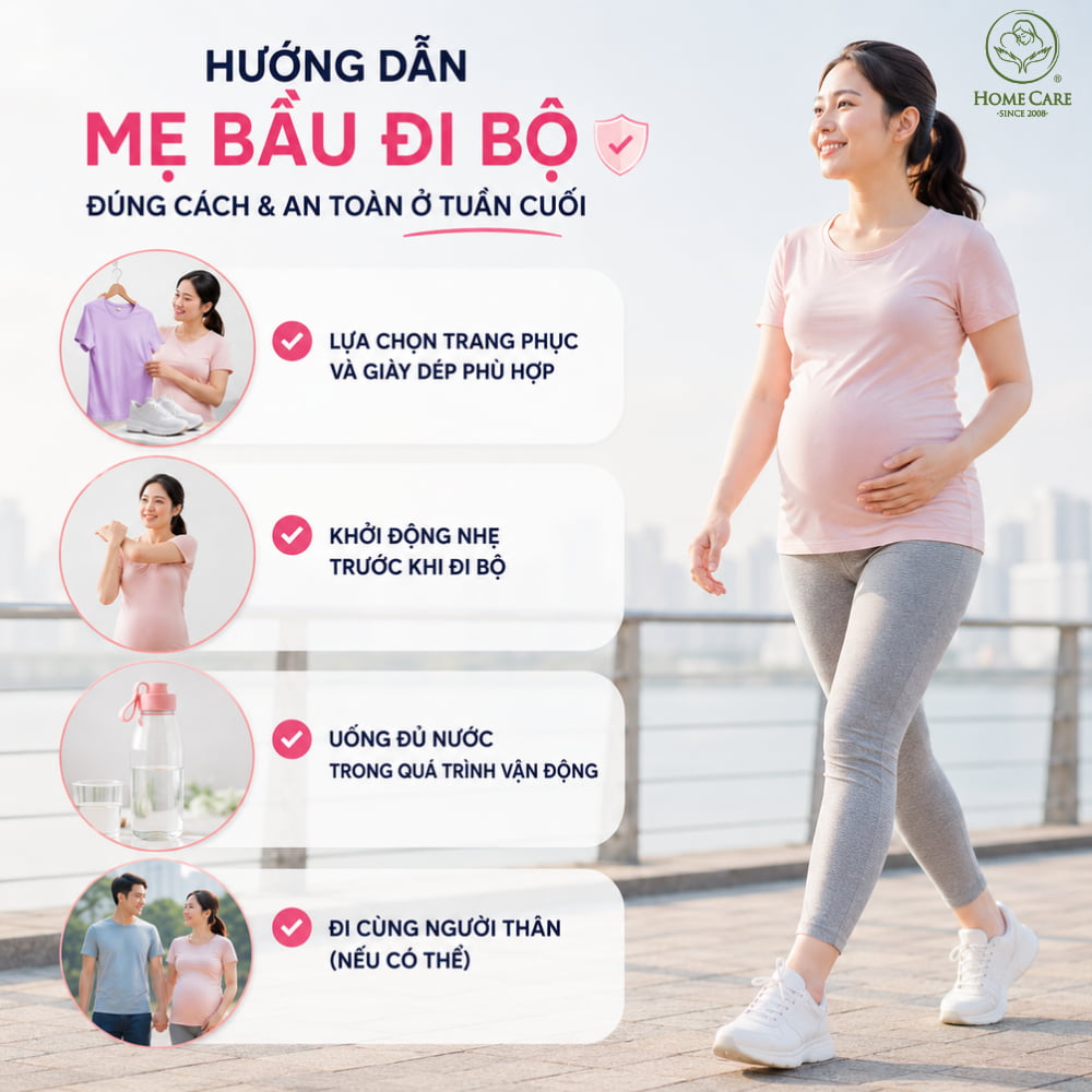 Hướng dẫn mẹ bầu đi bộ đúng cách và an toàn ở tuần cuối