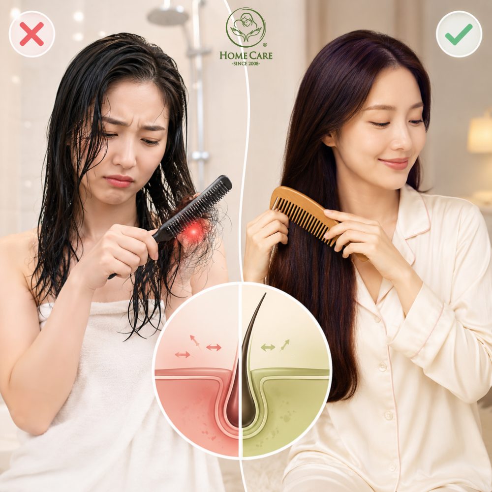 Không chải tóc khi còn ướt
