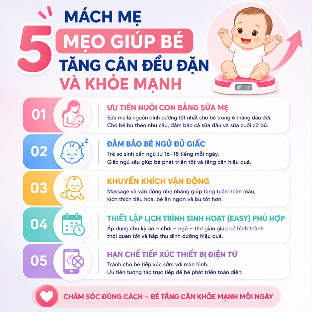 Mách mẹ 5 mẹo giúp bé tăng cân đều đặn và khỏe mạnh