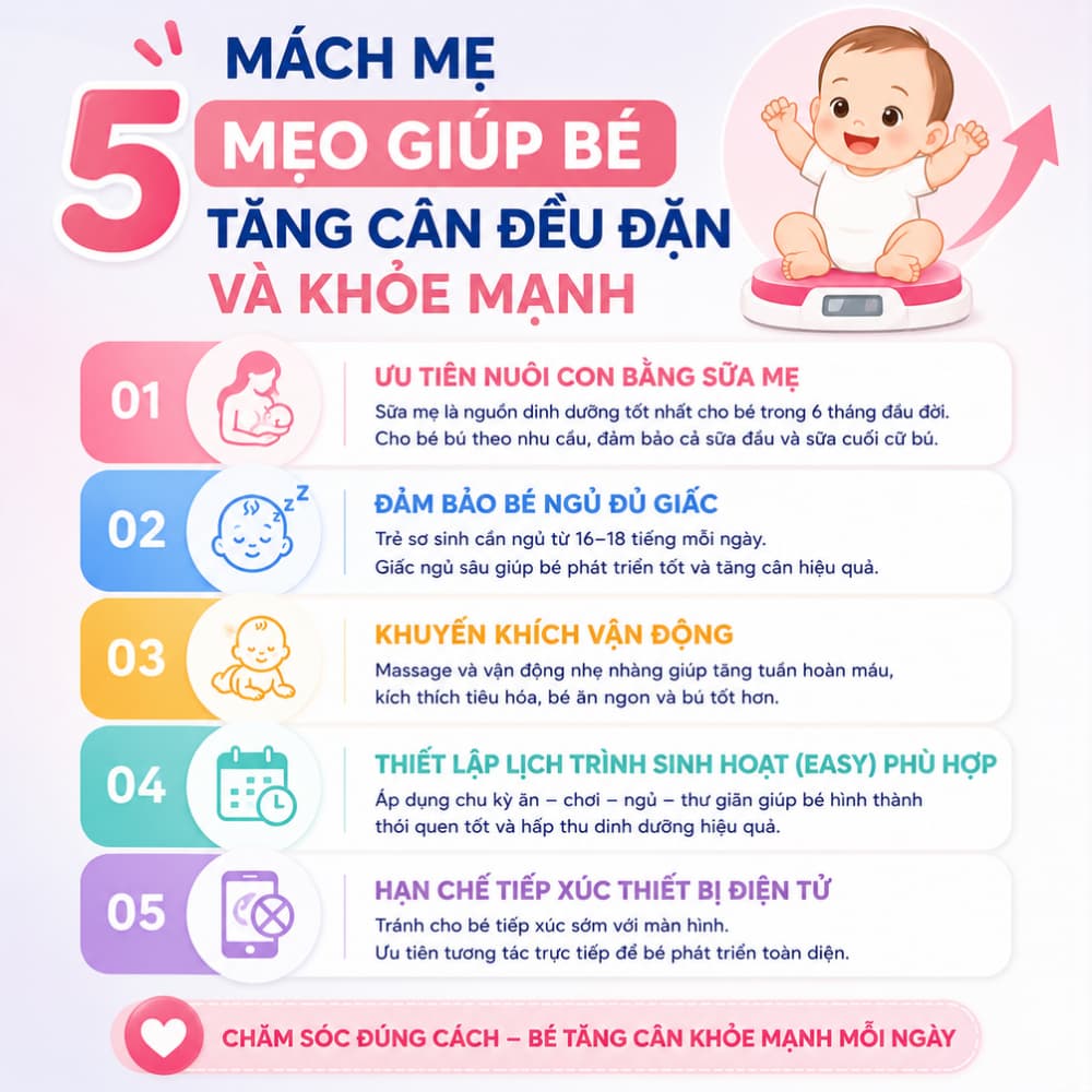 Mách mẹ 5 mẹo giúp bé tăng cân đều đặn và khỏe mạnh
