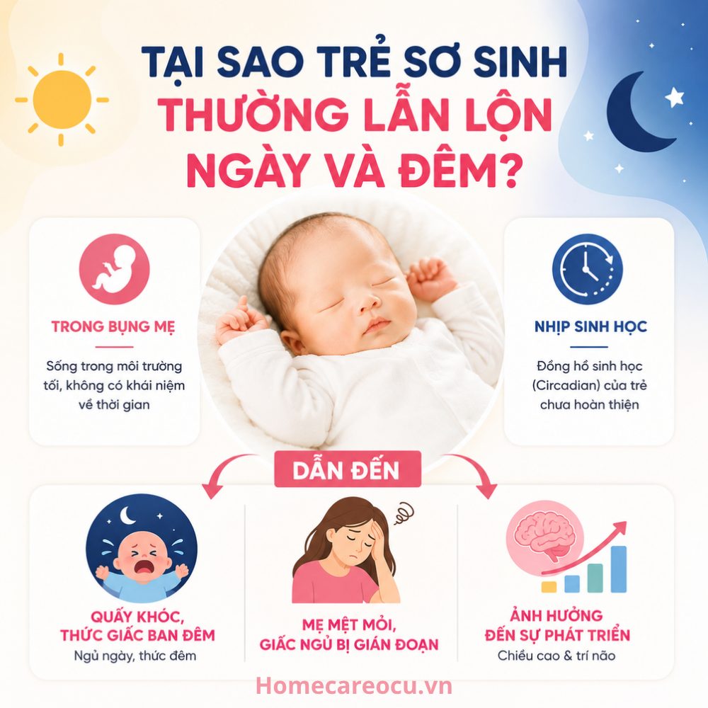 Tại sao trẻ sơ sinh thường lẫn lộn ngày và đêm?