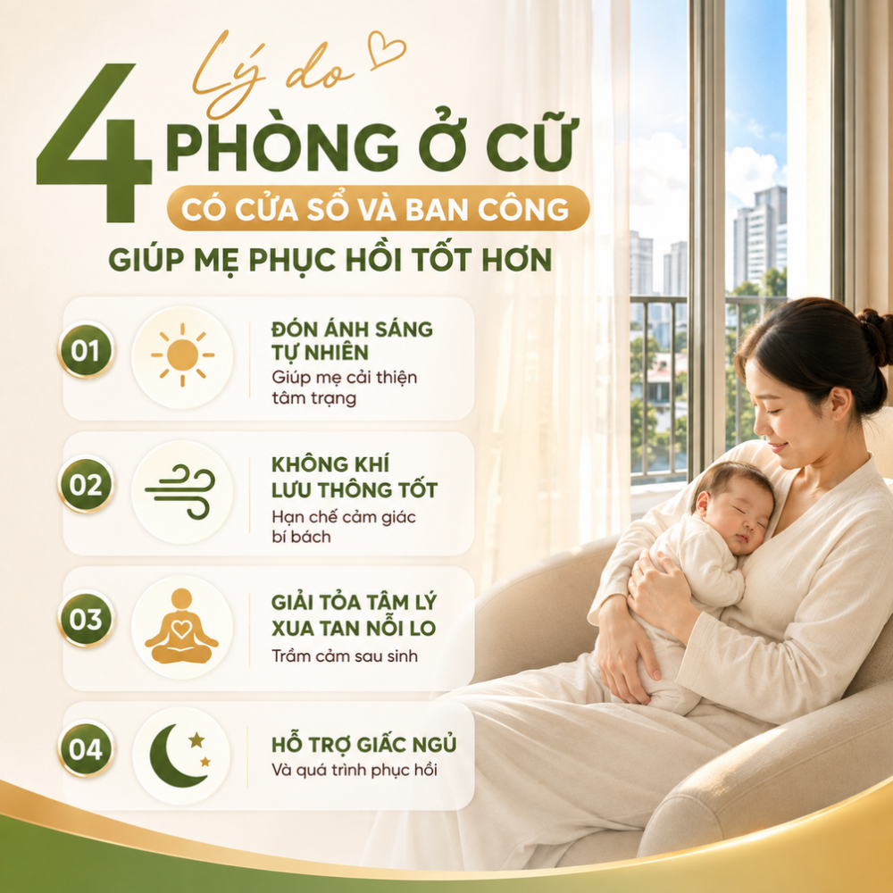 4 Lý do phòng ở cữ có cửa sổ và ban công giúp mẹ phục hồi tốt hơn