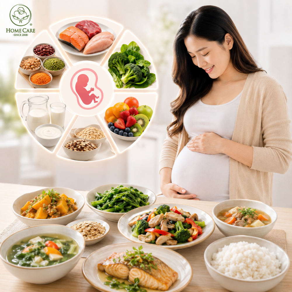 Mẹ bầu duy trì chế độ dinh dưỡng cân đối