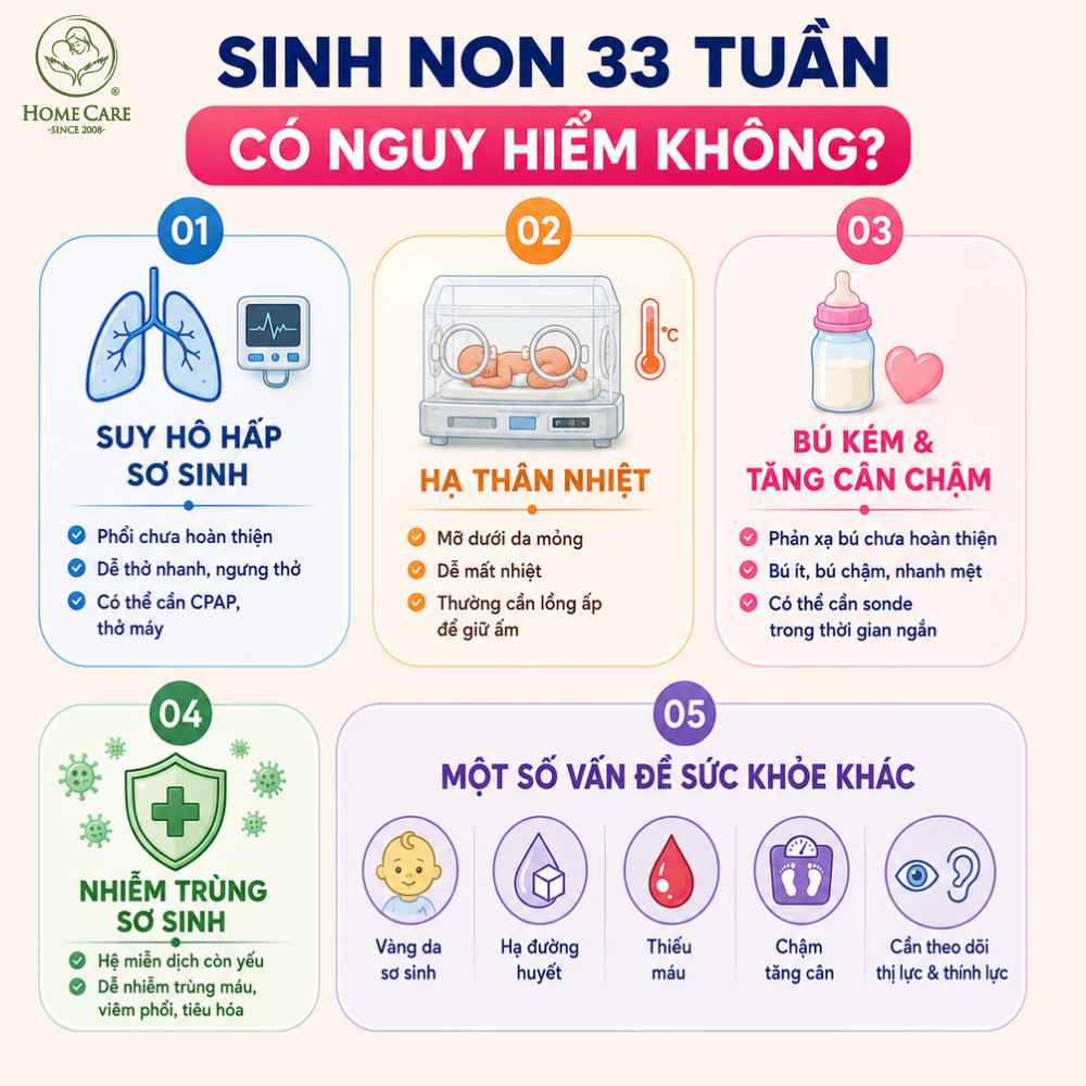 Sinh non 33 tuần có nguy hiểm không?